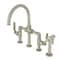 Kingston Brass KS2338KL Industrial Style Bridge Kitchen Faucet with Brass Sprayer, Brushed Nickel KS2338KL - alternate 1